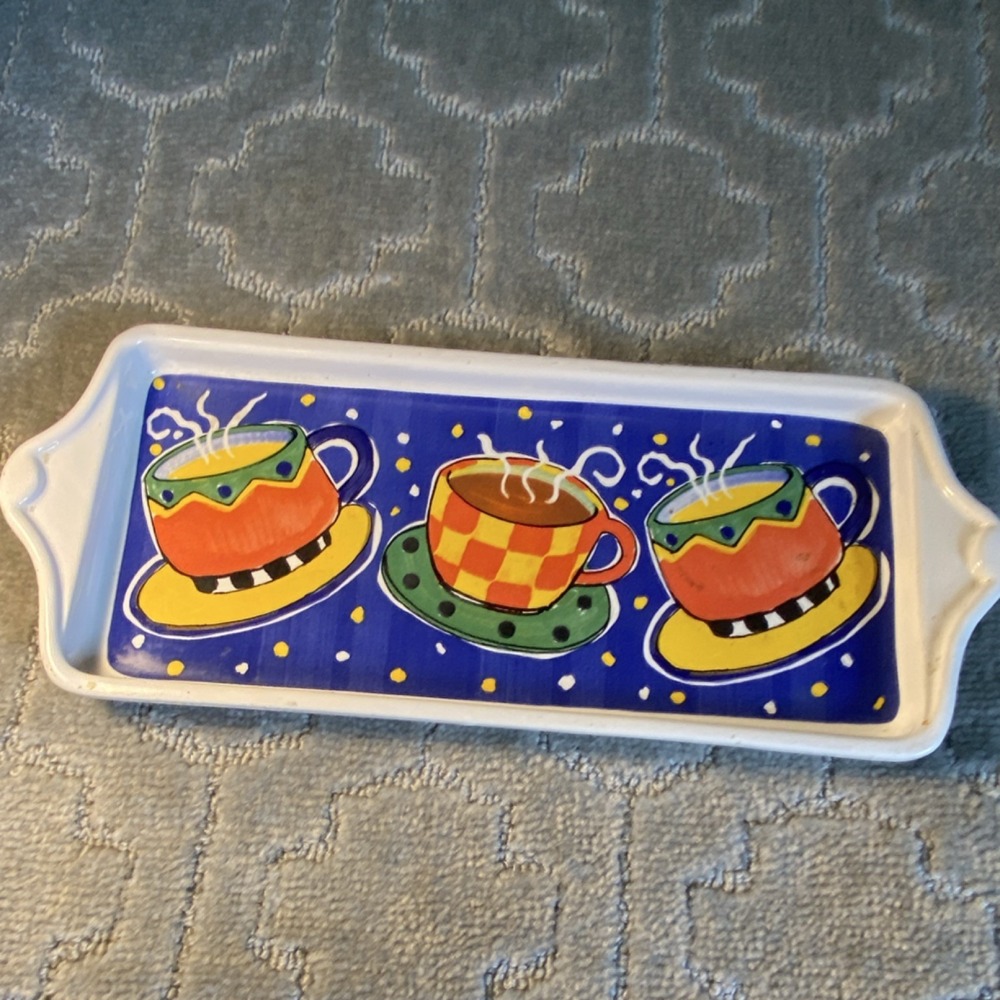 Bellini Italian ceramic hand painted tea tray CIAO Italia collection